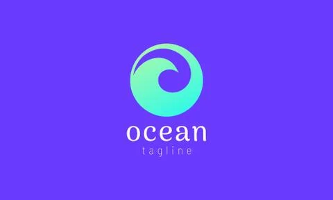 Sea waves in a perfect circle. Simple and modern design Stock Illustration