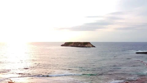 Sea waves in the rays of sunset light in Cyprus. Stock Footage 175056934