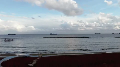 Sea waves in the rays of sunset light in Cyprus. Stock Footage 175067392