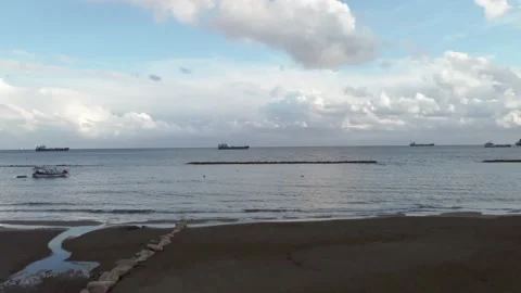 Sea waves in the rays of sunset light in Cyprus. Stock Footage 175067751