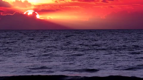 Sea waves with reflection of red sunlight background. Stock Footage 242157564