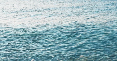 Sea waves reflection sky in summer day top view. Blue mediterranean deep sea 4k Stock Footage 112809361