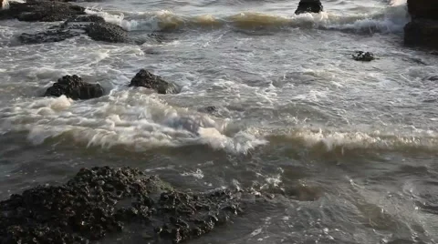 Sea waves on the rocks Stock Footage 48760976