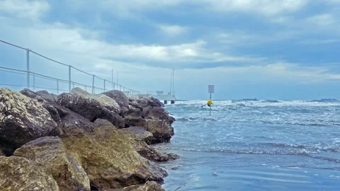 Sea waves on the rocks Stock Footage 278040679