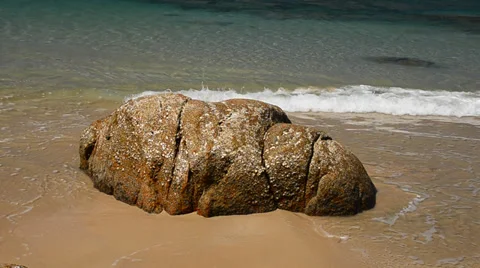 Sea waves on the rocky beach Stock Footage 35229788