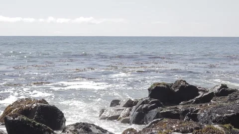 Sea waves on rocky beach Stock Footage 233382661