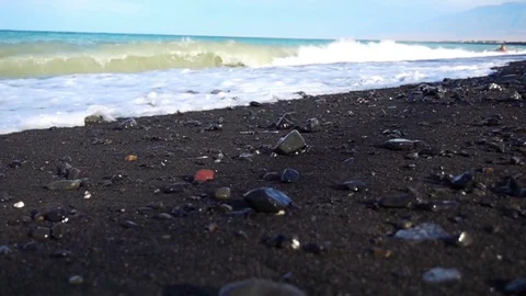 Sea Waves Roll on the Pebble Beach 스톡 동영상 83024284