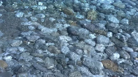 Sea waves roll on wet pebble beach 2.  4K Video stock 64801463