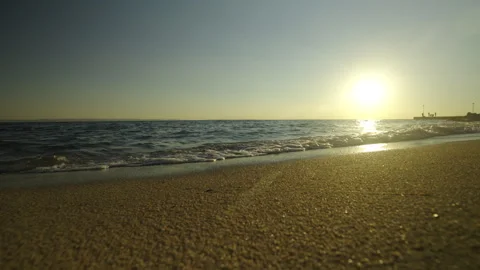 Sea waves rolling on sandy beach Stock Footage 212951178