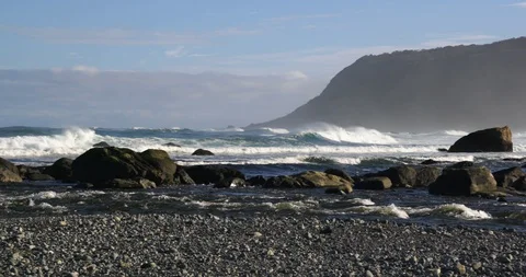 Sea waves rolling towards the coast Stock Footage 93608836