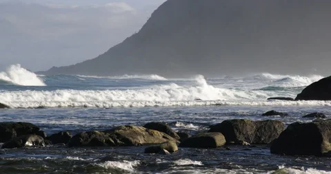 Sea waves rolling towards the coast Stock Footage 93608894