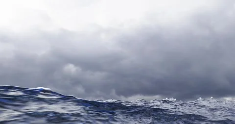 Sea waves rough dramatic ocean before storm 3D render Stock Footage 242144088