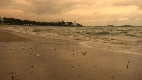 Sea waves run onto the sandy shore Stock Footage 131883474