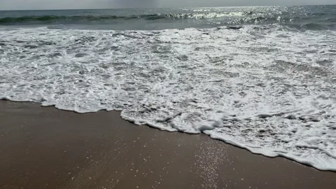 Sea waves on sand beach Stock Footage 164238715