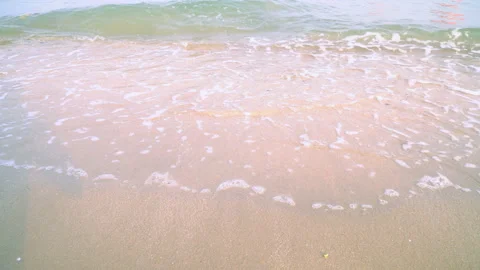 Sea waves on the sand close-up Stock Footage 87418718