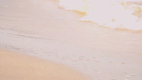 Sea waves on the sand close-up Stock Footage 87418993