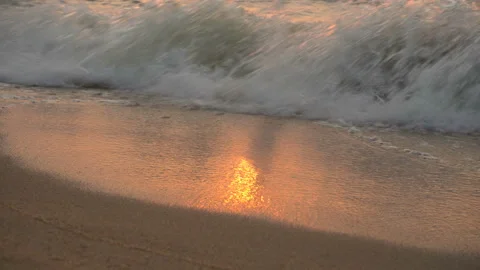 Sea Waves On The Sand Close-Up Stock Footage 104448035