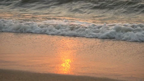 Sea Waves On The Sand Close-Up Stock Footage 104448258