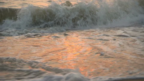 Sea Waves On The Sand Close-Up Stock Footage 104448366