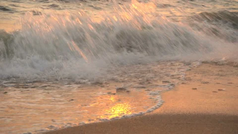 Sea Waves On The Sand Close-Up Stock Footage 104449108