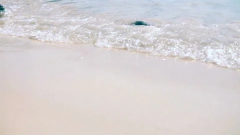 Sea waves on the sand close-up Slow motion Stock Footage 87531218