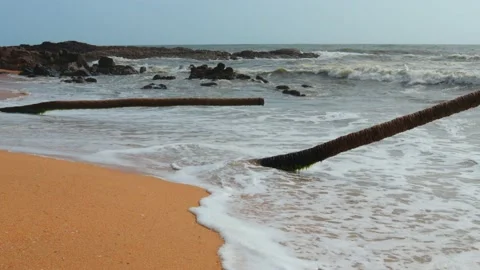 Sea waves on sand Stock Footage 160847487