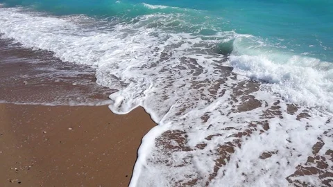 Sea waves in the sand, slow motion Stock Footage 82350937