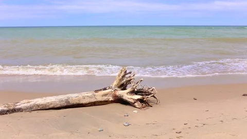 Sea waves on a sandy beach Stock Footage 132606997