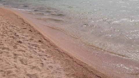 Sea waves on the sandy coast Stock Footage 113746844