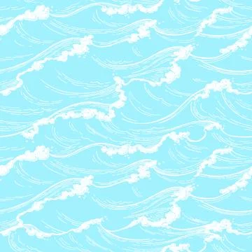 Sea waves seamless pattern. Stock Illustration