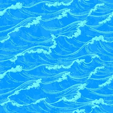 Sea waves seamless pattern. Illustrazione stock