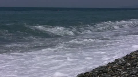 Sea waves on seaside Stock Footage 10576606