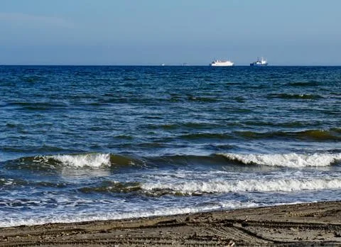 Sea, waves, ship Stock Photos
