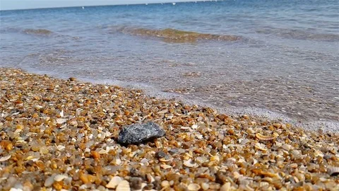 Sea waves in slow motion, waves rolling along the beach in slow motion Stock Footage 102131748