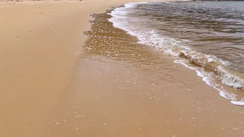 Sea waves splashing on beach sand. Summer seascape. Beautiful tropical beach 스톡 동영상 336733844
