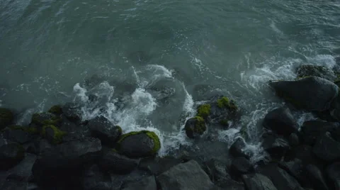 Sea waves splashing on rocks Stock Footage 50183979
