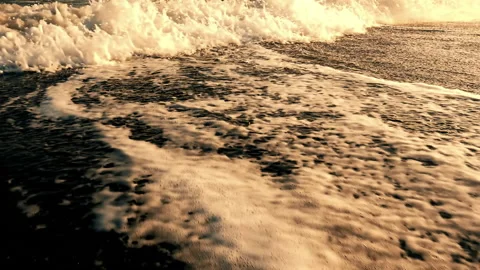Sea waves splashing sandy Видео 144224688