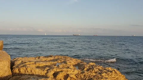 Sea Waves at St. Thomas rocky bay in Marsaskala Stock Footage 138840333