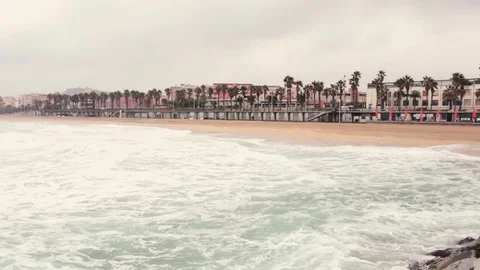 Sea waves in storm beach Stock Footage 71072660