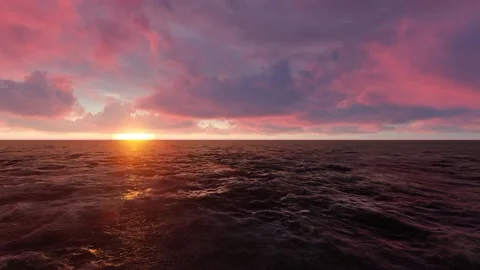 Sea waves at sunset. 3D Rende. Stock Footage 199865975