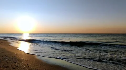 Sea waves at sunset and dawn Stock Footage 226730958