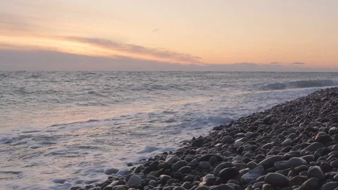 Sea Waves at sunset. Big waves on the coast. Stockbeeldmateriaal 120844229