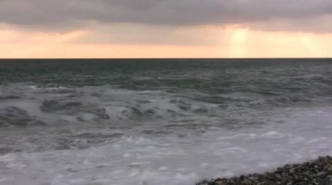 Sea waves sunset Stock Footage 10576717