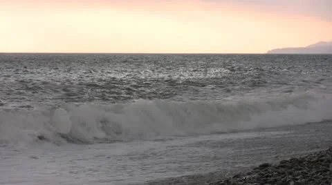 Sea waves sunset Stock Footage 10576721