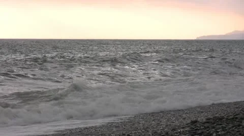 Sea waves sunset Stock Footage 10576723