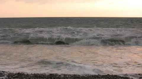 Sea waves sunset Stock Footage 10576725