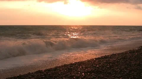 Sea waves sunset Stock Footage 10576726
