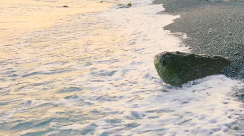 Sea waves at sunset Stock Footage 61054190