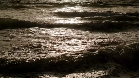 Sea waves at sunset. Video stock 249497234