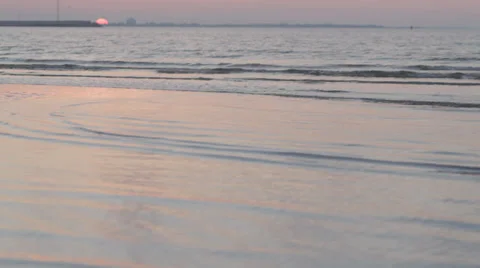 Sea Waves in Sunset at Pirita Beach 2 Stock Footage 31818794